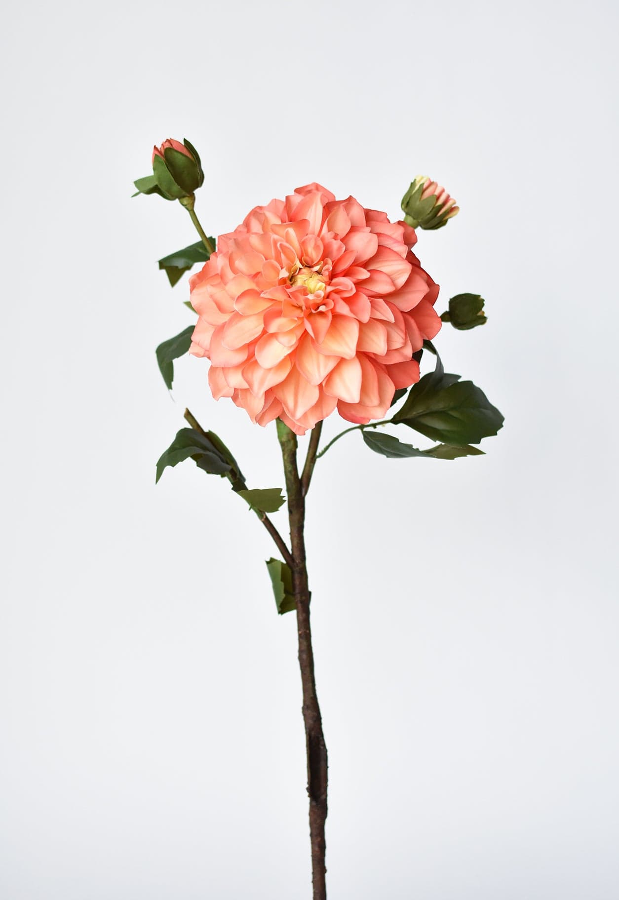 23.5" Faux Coral Dahlia w/Bud Stem