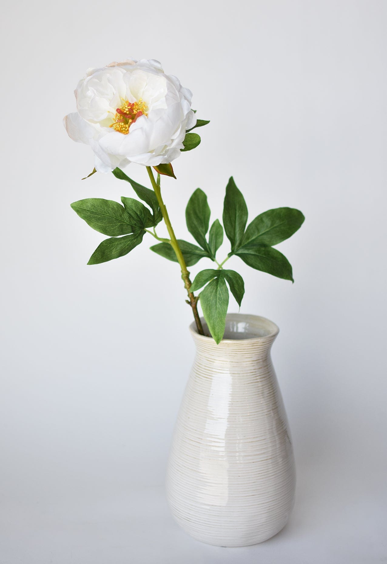 22" Faux White Peony Stem